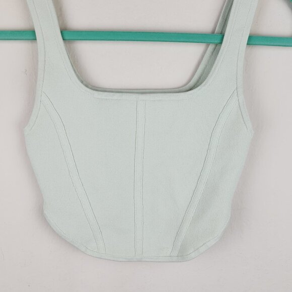 Aritzia Babaton Sculpt Knit Square Neck Bustier Crop Tank Top sz S - Picture 3 of 9